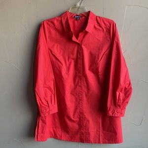 🎄🎄 NWOT Roman’s RED-Orange Button Down Shirt Long Sleeves